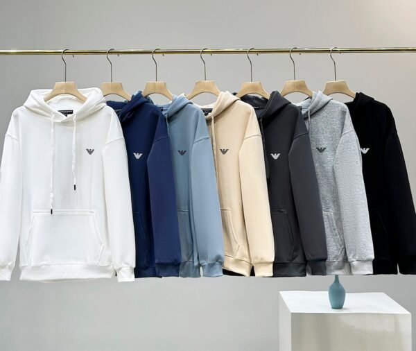 New ARMANI / Armani small label imported printing 2024 New Classic Printed Cotton Hooded Sweatshirt for Men and Women