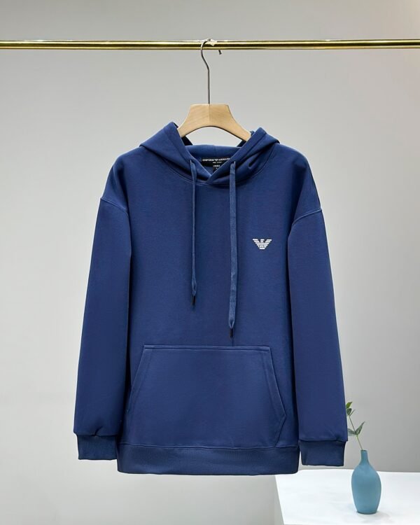 New ARMANI / Armani small label imported printing 2024 New Classic Printed Cotton Hooded Sweatshirt for Men and Women - Image 5