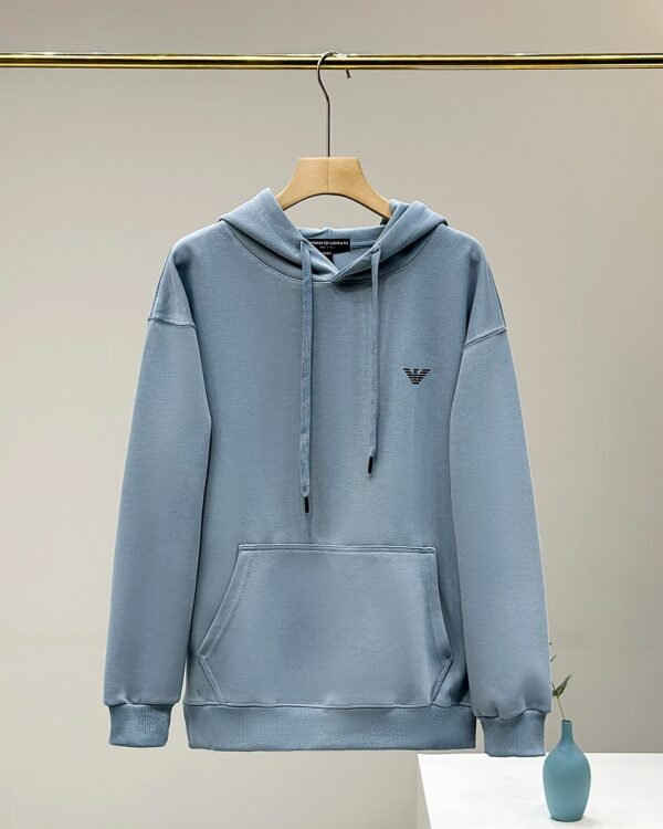 New ARMANI / Armani small label imported printing 2024 New Classic Printed Cotton Hooded Sweatshirt for Men and Women - Image 2