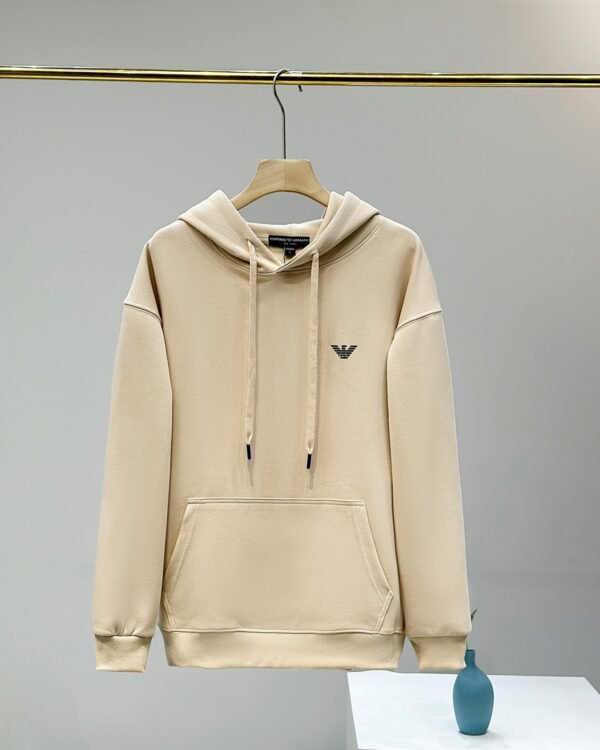 New ARMANI / Armani small label imported printing 2024 New Classic Printed Cotton Hooded Sweatshirt for Men and Women - Image 6