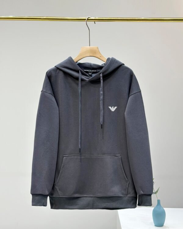 New ARMANI / Armani small label imported printing 2024 New Classic Printed Cotton Hooded Sweatshirt for Men and Women - Image 3