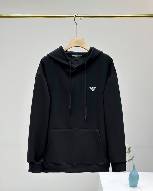 New ARMANI / Armani small label imported printing 2024 New Classic Printed Cotton Hooded Sweatshirt for Men and Women - Image 7