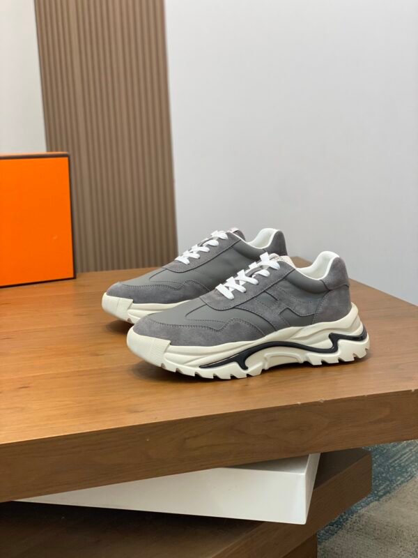 Hermes Hugo Thick Sole Sneakers Casual Men's Shoes/Grey - Image 4
