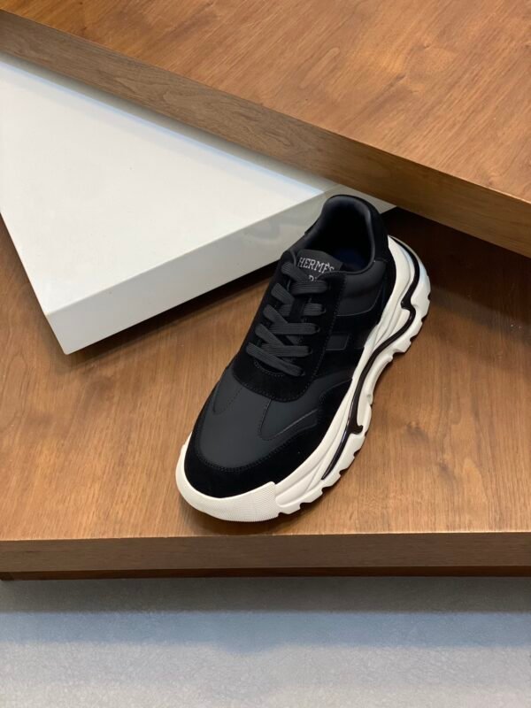 Hermes Hugo Thick Sole Sneakers Casual Men's Shoes/Black - Image 7