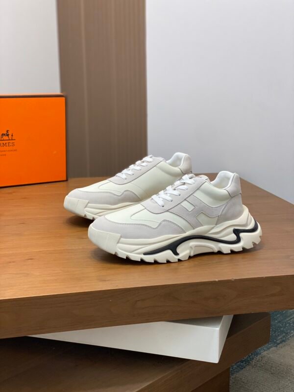 Hermes Hugo Thick Sole Sneakers Casual Men's Shoes/White - Image 4