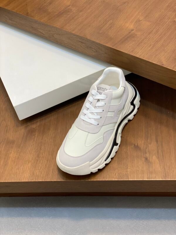 Hermes Hugo Thick Sole Sneakers Casual Men's Shoes/White - Image 7