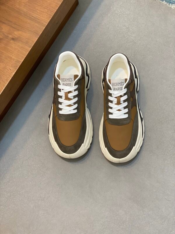 Hermes Hugo Thick Sole Sneakers Casual Men's Shoes/Brown - Image 2