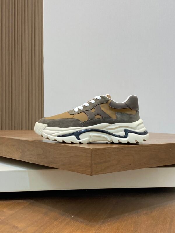 Hermes Hugo Thick Sole Sneakers Casual Men's Shoes/Brown - Image 3