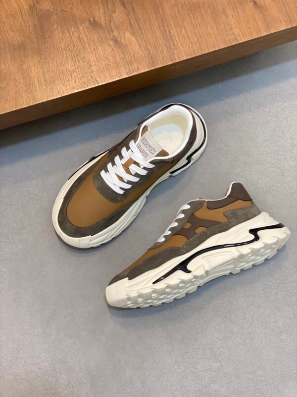 Hermes Hugo Thick Sole Sneakers Casual Men's Shoes/Brown