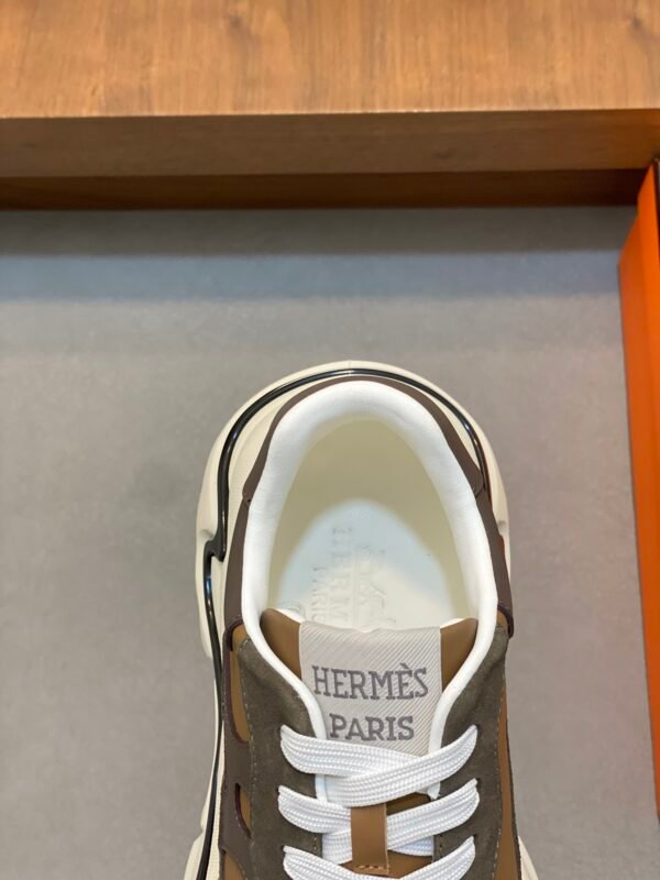 Hermes Hugo Thick Sole Sneakers Casual Men's Shoes/Brown - Image 8
