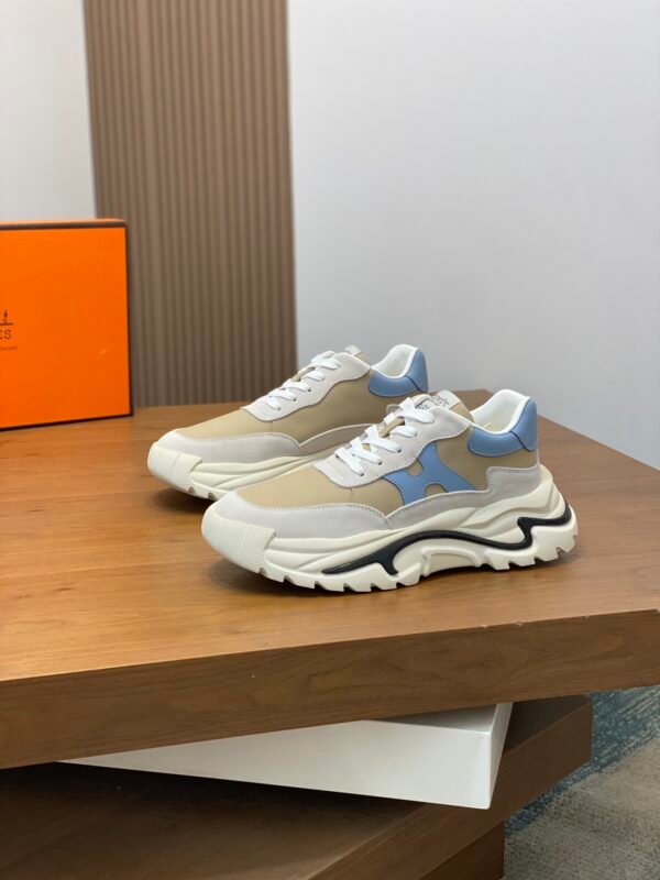 Hermes Hugo Thick Sole Sneakers Casual Men's Shoes/Blue - Image 4