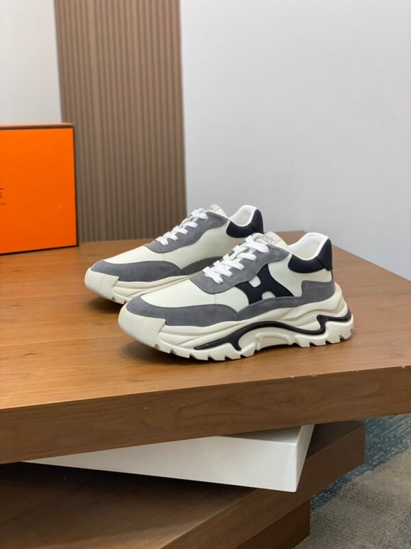 Hermes Hugo Thick Sole Sneakers Casual Men's Shoes/Grey - Image 4
