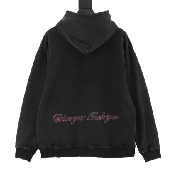 Balenciaga/Balenciaga 24Fw Tokyo Tower Direct Spray Printed Destroyed Washed Aged Hooded Sweatshirt - Image 10