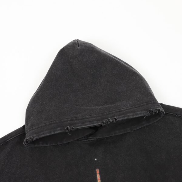 Balenciaga/Balenciaga 24Fw Tokyo Tower Direct Spray Printed Destroyed Washed Aged Hooded Sweatshirt - Image 4