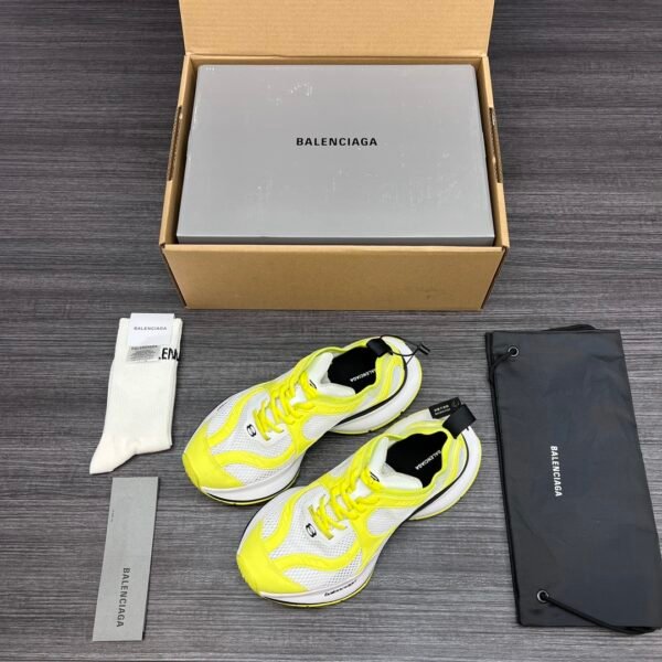 Balenciaga XIII White Fluorescent Yellow Aged Lightweight Breathable Running Shoes - Image 2