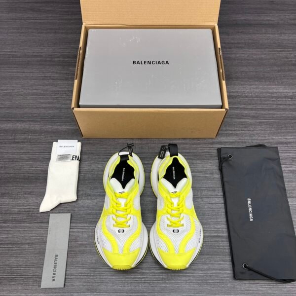 Balenciaga XIII White Fluorescent Yellow Aged Lightweight Breathable Running Shoes