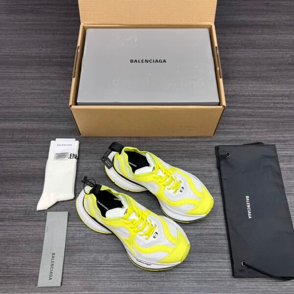 Balenciaga XIII White Fluorescent Yellow Aged Lightweight Breathable Running Shoes - Image 4