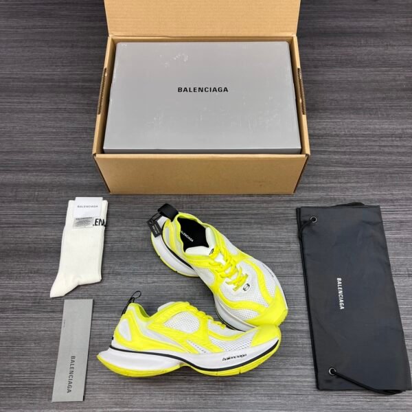 Balenciaga XIII White Fluorescent Yellow Aged Lightweight Breathable Running Shoes - Image 5