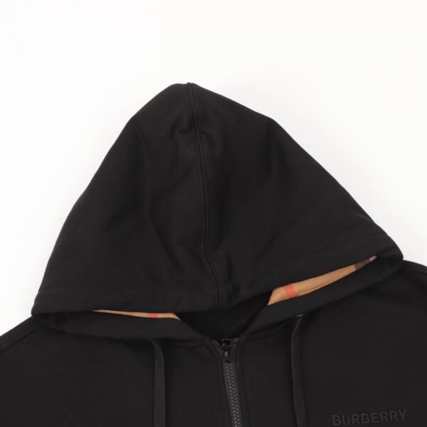 BURBERRY Burberry BBR 24FW Letter Embroidered Plaid Zipper Hooded Sweatshirt Jacket - Image 4