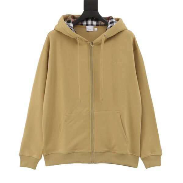 BURBERRY Burberry BBR 24FW Letter Embroidered Plaid Zipper Hooded Sweatshirt Jacket - Image 9