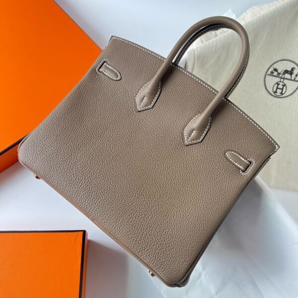 Hermes Birkin Platinum 25cm Original Imported Togo Leather [Elephant Gray] Gold Buckle - Image 3