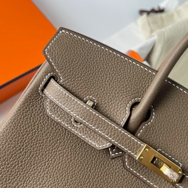 Hermes Birkin Platinum 25cm Original Imported Togo Leather [Elephant Gray] Gold Buckle - Image 4
