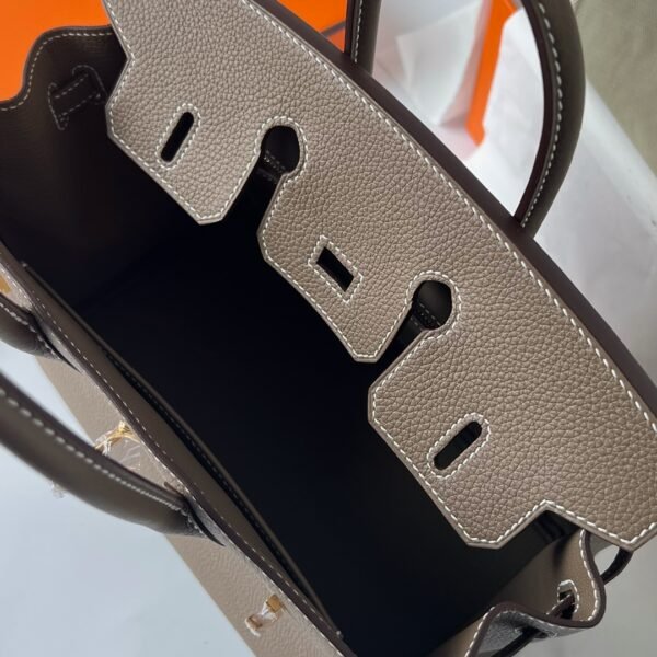 Hermes Birkin Platinum 25cm Original Imported Togo Leather [Elephant Gray] Gold Buckle - Image 6