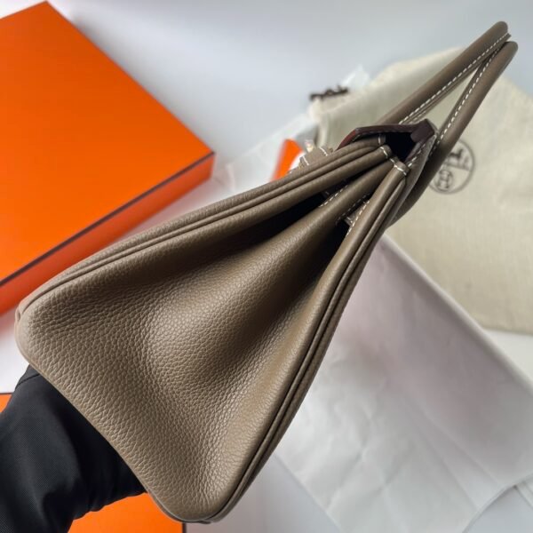 Hermes Birkin Platinum 25cm Original Imported Togo Leather [Elephant Gray] Gold Buckle - Image 7