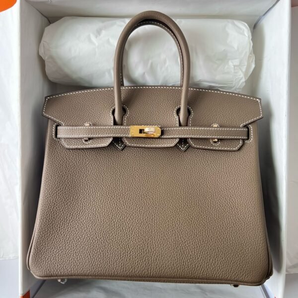 Hermes Birkin Platinum 25cm Original Imported Togo Leather [Elephant Gray] Gold Buckle