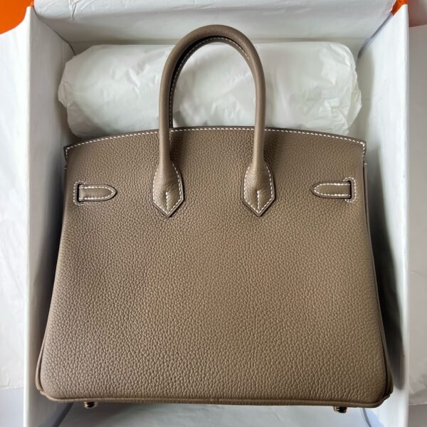 Hermes Birkin Platinum 25cm Original Imported Togo Leather [Elephant Gray] Gold Buckle - Image 10