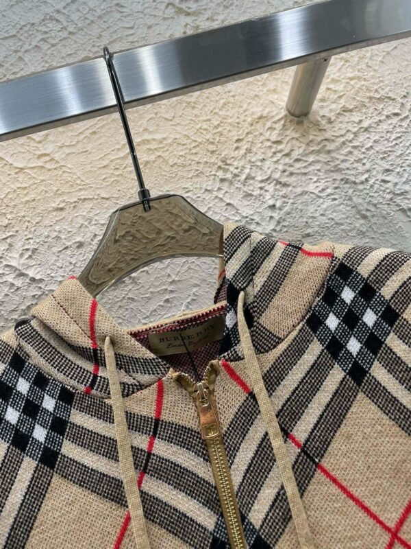 Burberry Burberry BBR Custom Monogram Leather Classic Check Hooded Long Sleeve Zip Cardigan Drawstring Trousers Knit Suit - Image 10