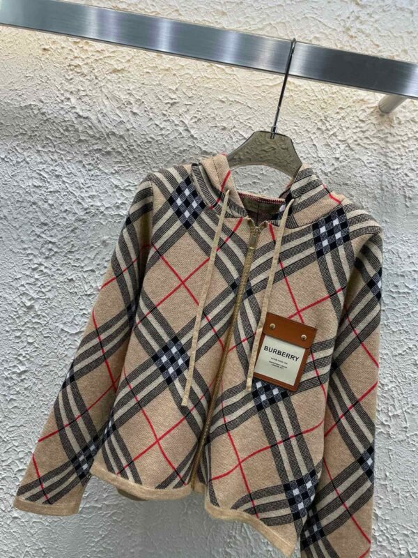 Burberry Burberry BBR Custom Monogram Leather Classic Check Hooded Long Sleeve Zip Cardigan Drawstring Trousers Knit Suit - Image 7