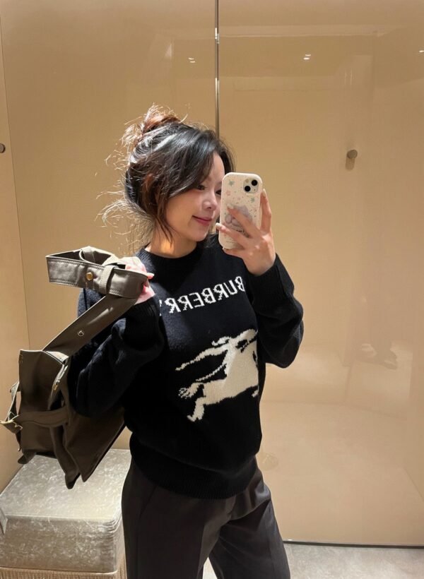 Burberry Burberry BBR Monogram War Horse Jacquard Crew Neck Long Sleeve Knit Sweater - Image 4