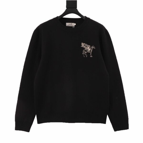 HERMES/Hermes Pegasus Embroidered Crew Neck Sweater