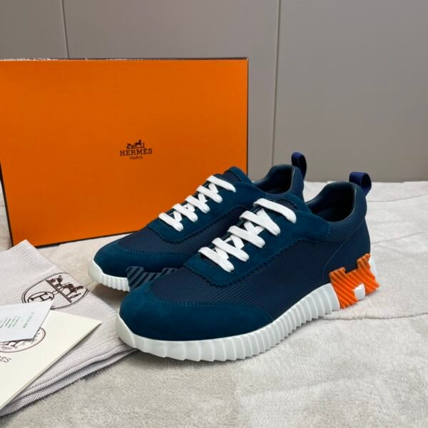 Hermes hermes Bouncing sneakers knit and suede goatskin sneakers. - Image 4