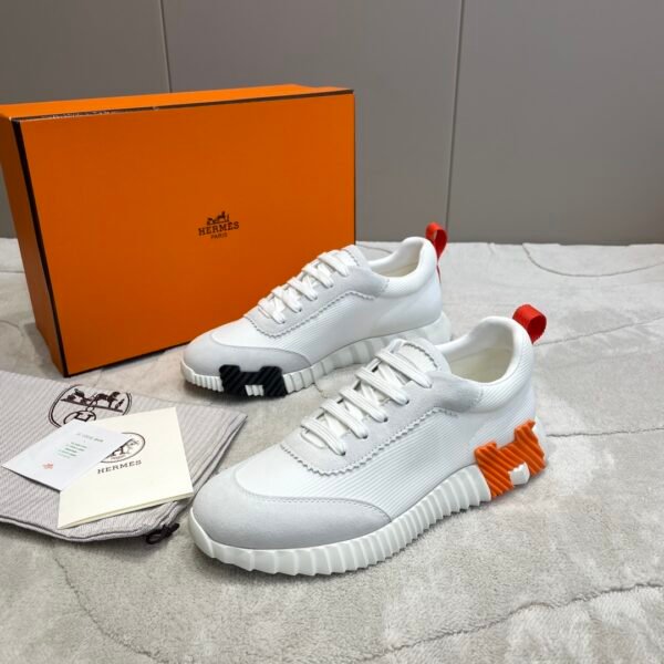 Hermes hermes Bouncing sneakers knit and suede goatskin sneakers. - Image 3