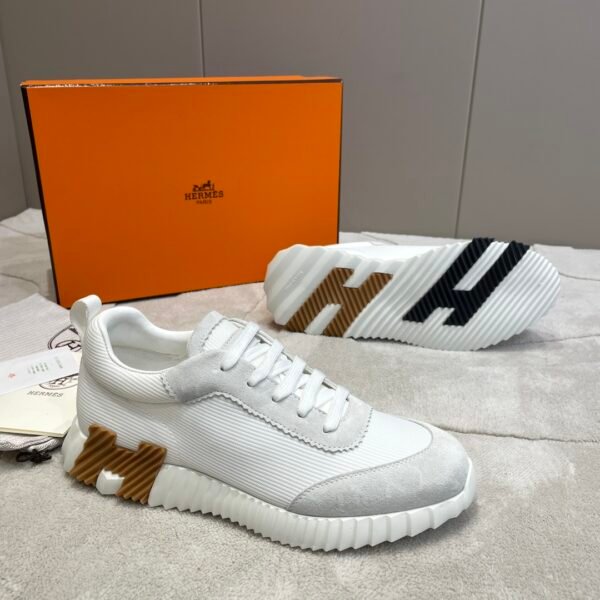 Hermes hermes Bouncing sneakers knit and suede goatskin sneakers. - Image 7