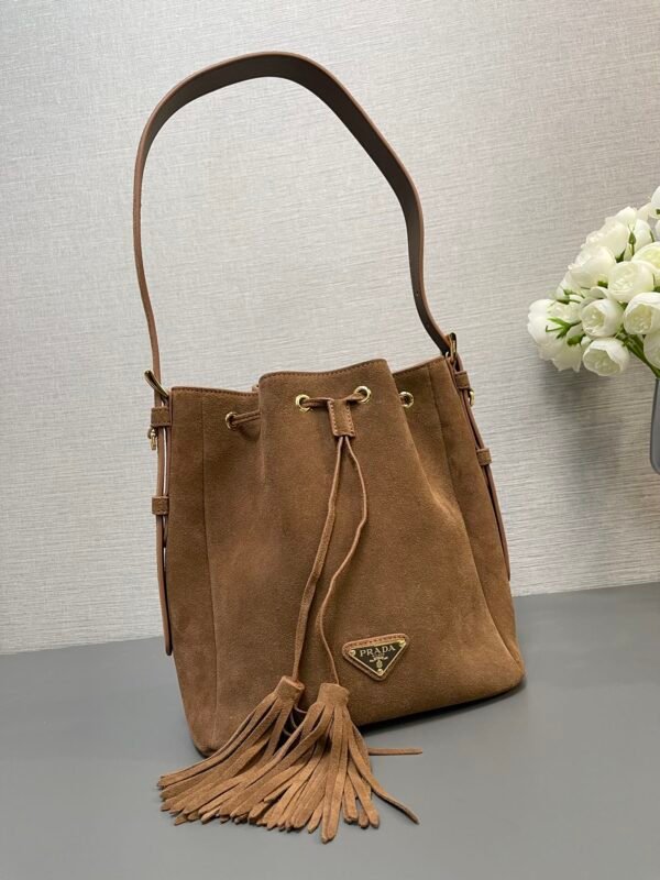 Prada Brushed Leather Bucket Bag - Image 4