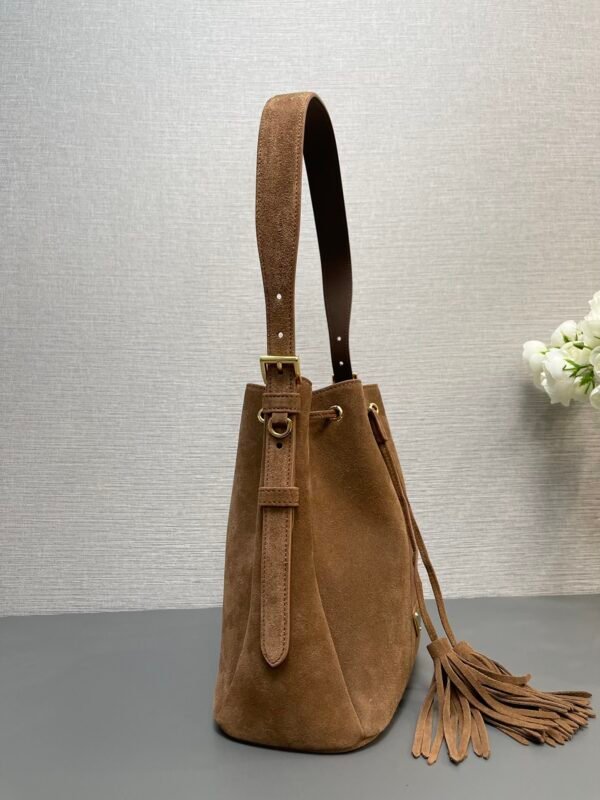 Prada Brushed Leather Bucket Bag - Image 5