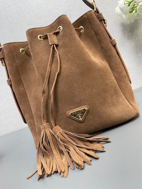 Prada Brushed Leather Bucket Bag - Image 7