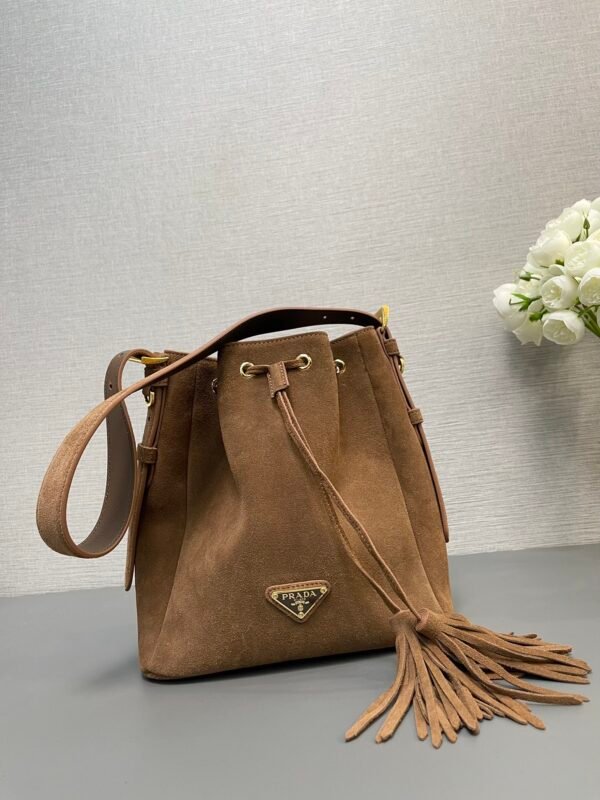 Prada Brushed Leather Bucket Bag - Image 8