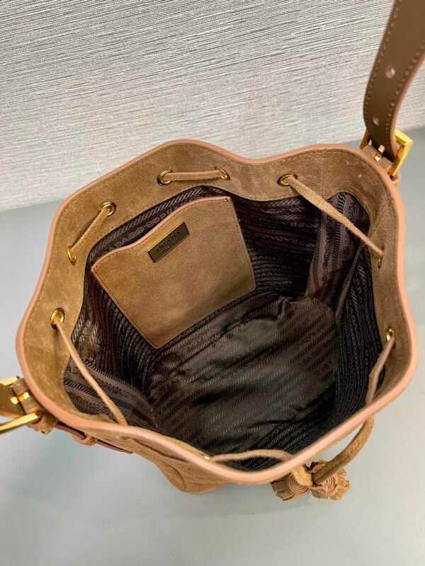 Prada Brushed Leather Bucket Bag - Image 9