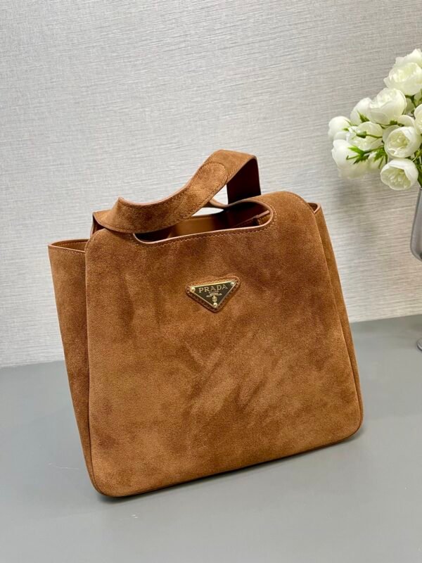 Prada Brushed Leather Bucket Bag/Brown - Image 9