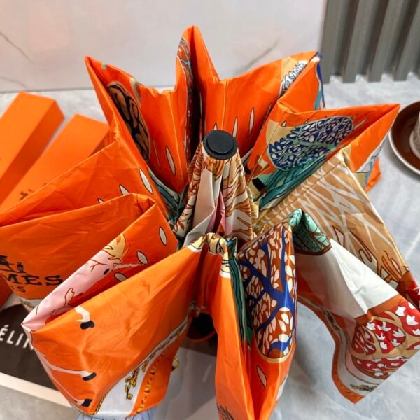 HERMES (Hermes) Crown War Horse 2024 summer new fully automatic folding sunny umbrellas - Image 5