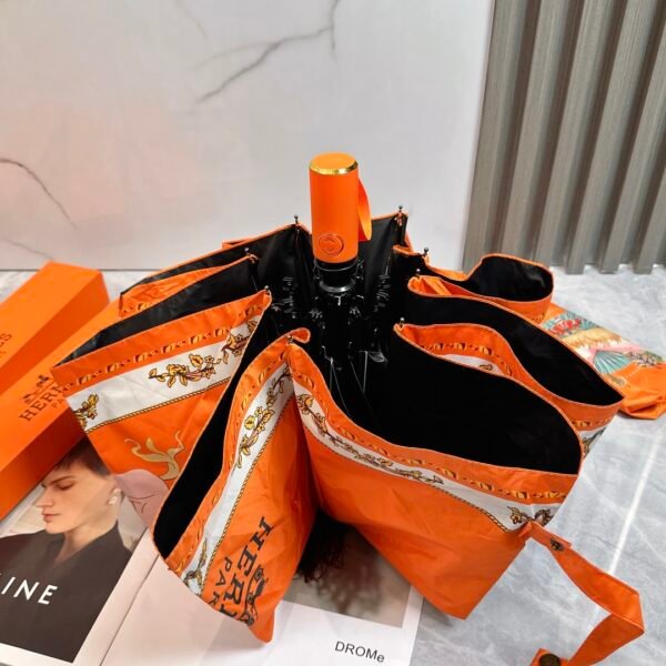 HERMES (Hermes) Crown War Horse 2024 summer new fully automatic folding sunny umbrellas - Image 3