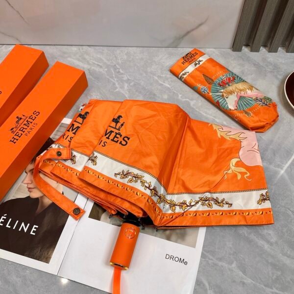 HERMES (Hermes) Crown War Horse 2024 summer new fully automatic folding sunny umbrellas - Image 8