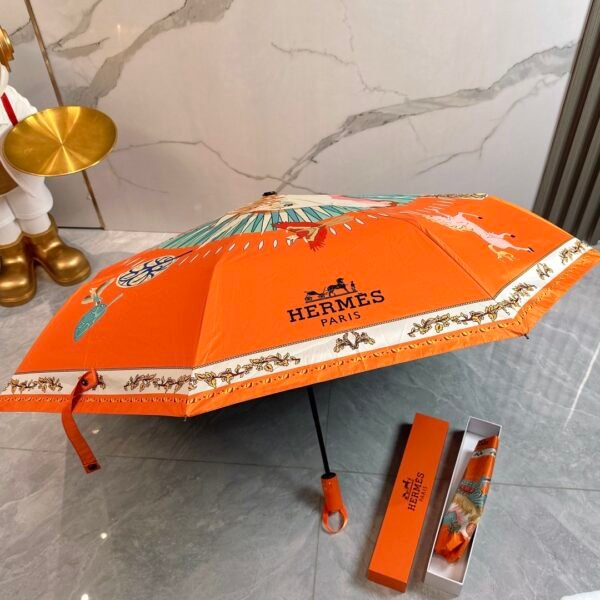 HERMES (Hermes) Crown War Horse 2024 summer new fully automatic folding sunny umbrellas - Image 6