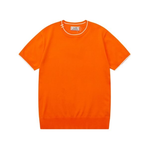 HERMES color blocked collar knit sweater round collar