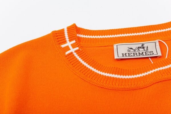 HERMES color blocked collar knit sweater round collar - Image 5