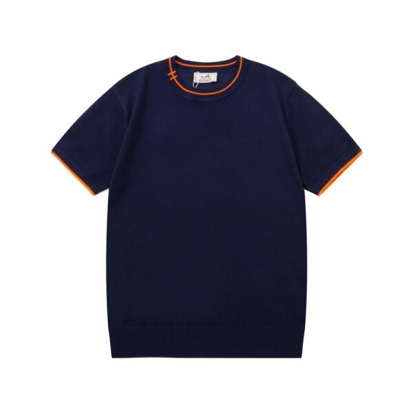 HERMES color blocked collar knit sweater round collar